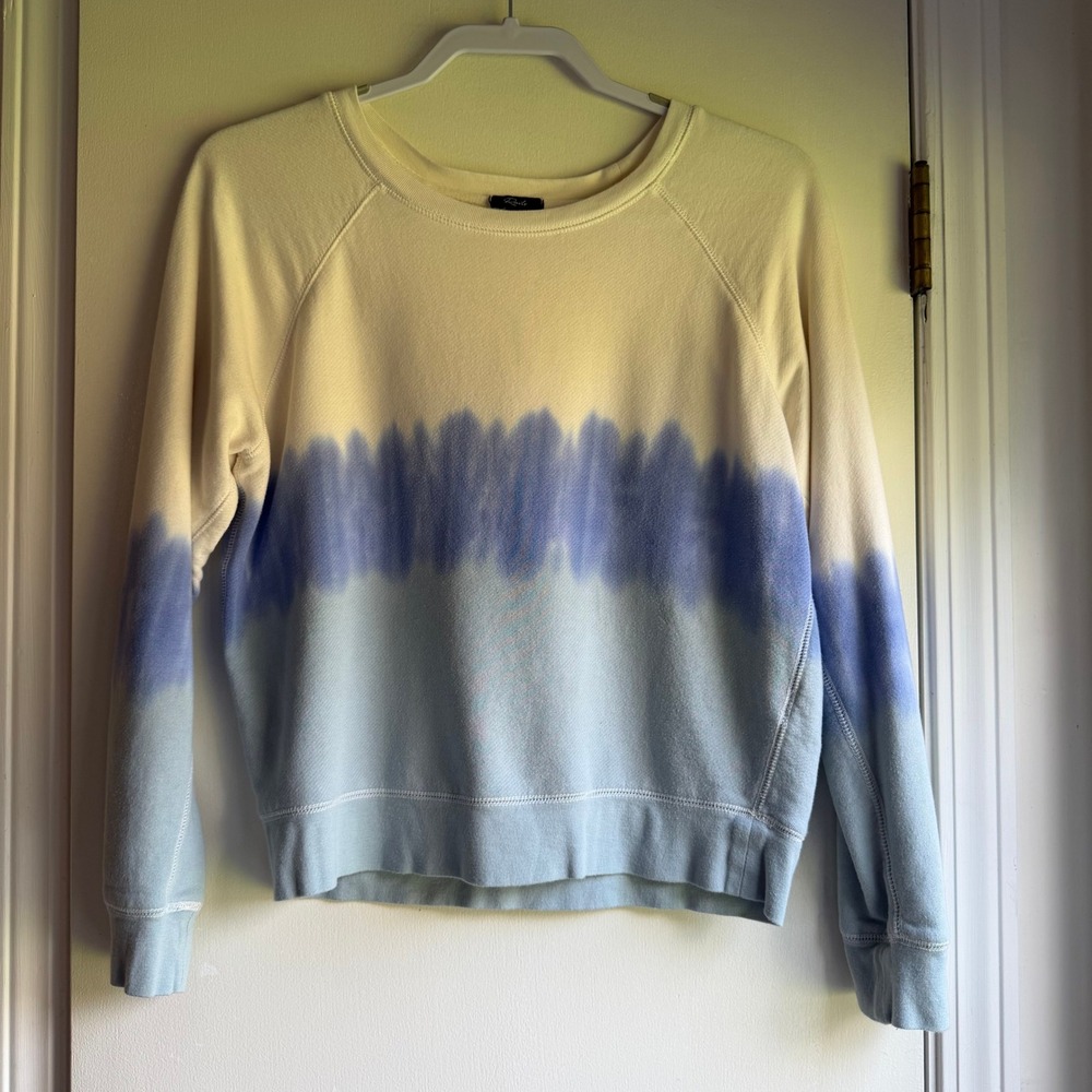 Rails Theo Ocean Tie Dye Sweatshirt Womens XS Blue Cream Raglan Pullover